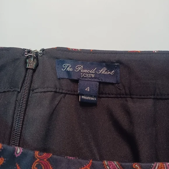 J. Crew Black and Red Paisley Pencil Skirt - Picture 2 of 6